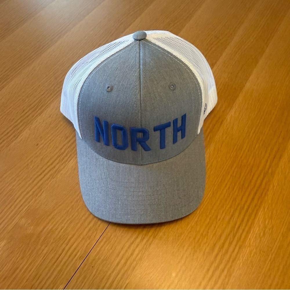 NORTH Blue Embroidered Gray and White Trucker